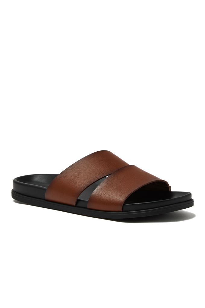 Men's Comfort Slide Sandals - Lands' End - Brown - 8