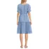Women's Puff Sleeve Pleated Linen Knee Length Dress, Back