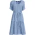 Women's Puff Sleeve Pleated Linen Knee Length Dress, Front