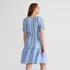 Women's Puff Sleeve Pleated Linen Knee Length Dress, Back