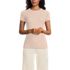Womens Short Sleeve Tugless Double Layer Crew Neck Knit Top, Front