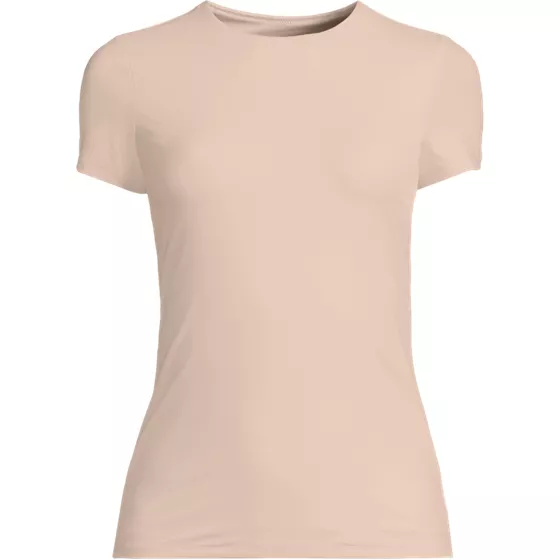 Women's Short Sleeve Tugless Double Layer Crew Neck Knit Top - primary