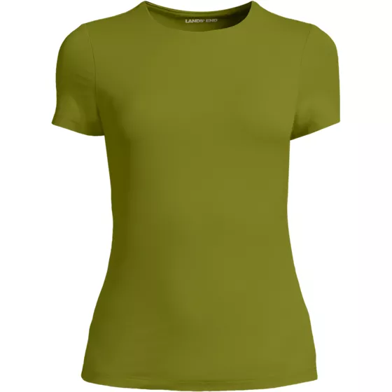 Women's Short Sleeve Tugless Double Layer Crew Neck Knit Top - primary