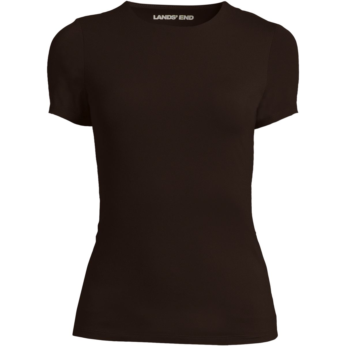 Womens Short Sleeve Tugless Double Layer Crew Neck Knit Top