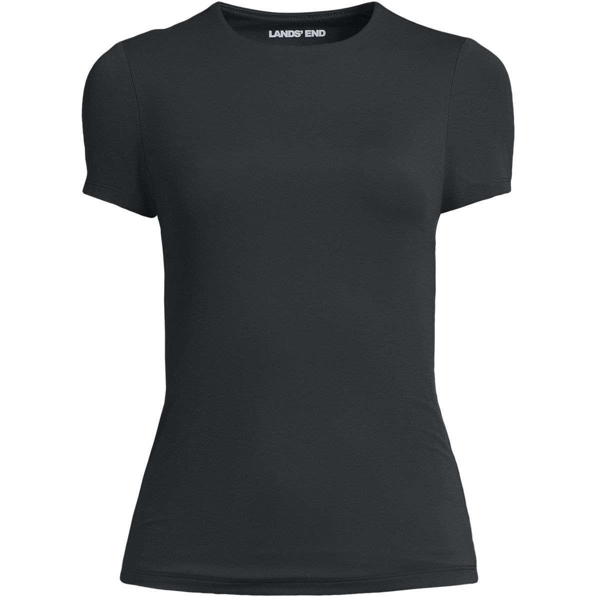 Womens Short Sleeve Tugless Double Layer Crew Neck Knit Top