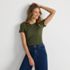 Womens Short Sleeve Tugless Double Layer Crew Neck Knit Top, alternative image