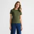 Womens Short Sleeve Tugless Double Layer Crew Neck Knit Top, Front
