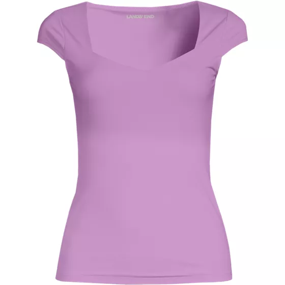 Women's Cap Sleeve Tugless Double Layer Sweetheart Knit Top - primary