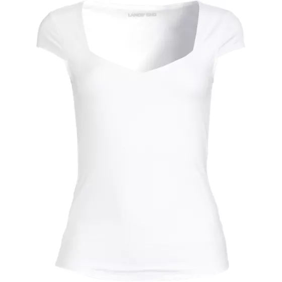 Women's Cap Sleeve Tugless Double Layer Sweetheart Knit Top - primary