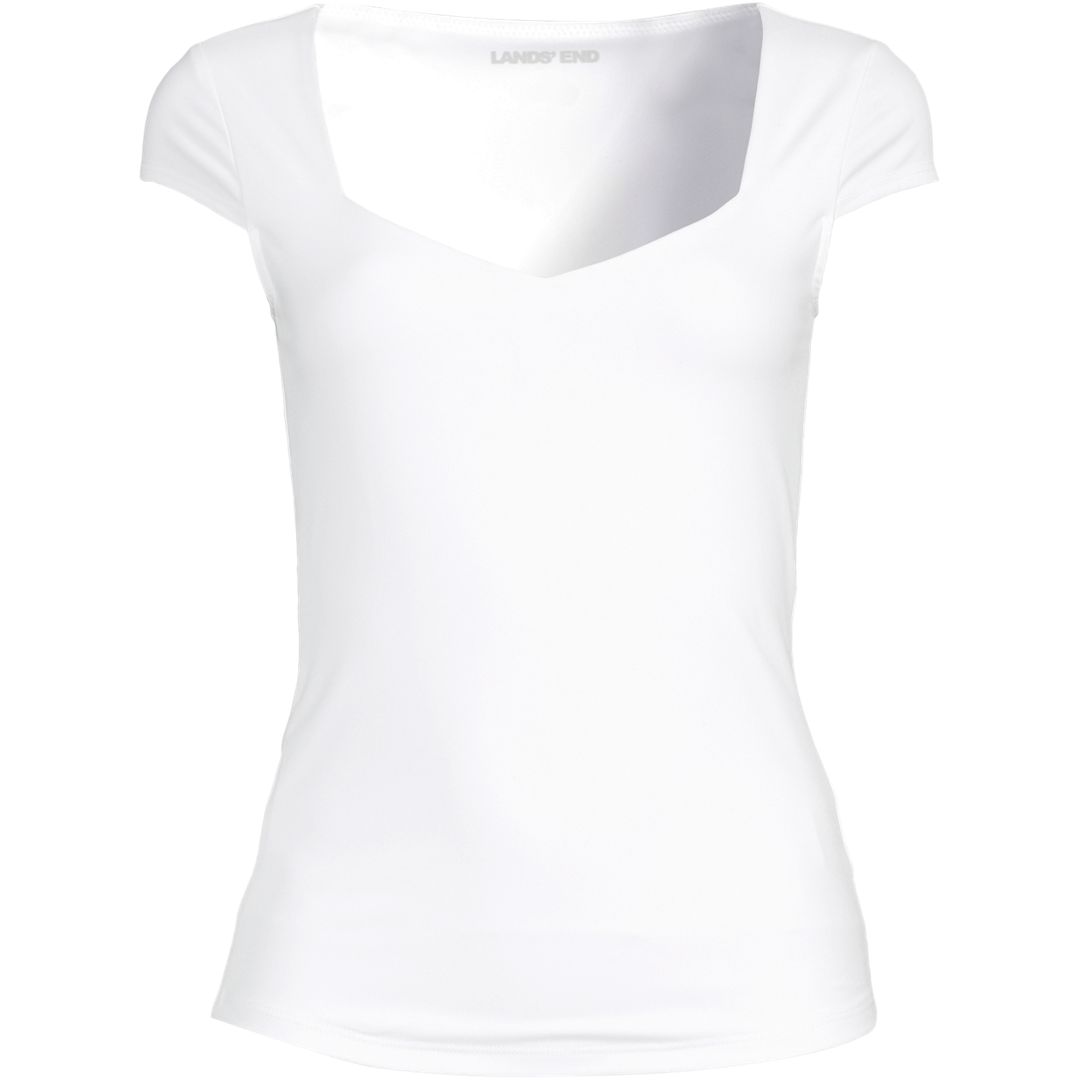 Women's Cap Sleeve Tugless Double Layer Sweetheart Knit Top