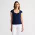 Women's Cap Sleeve Tugless Double Layer Sweetheart Knit Top, Front