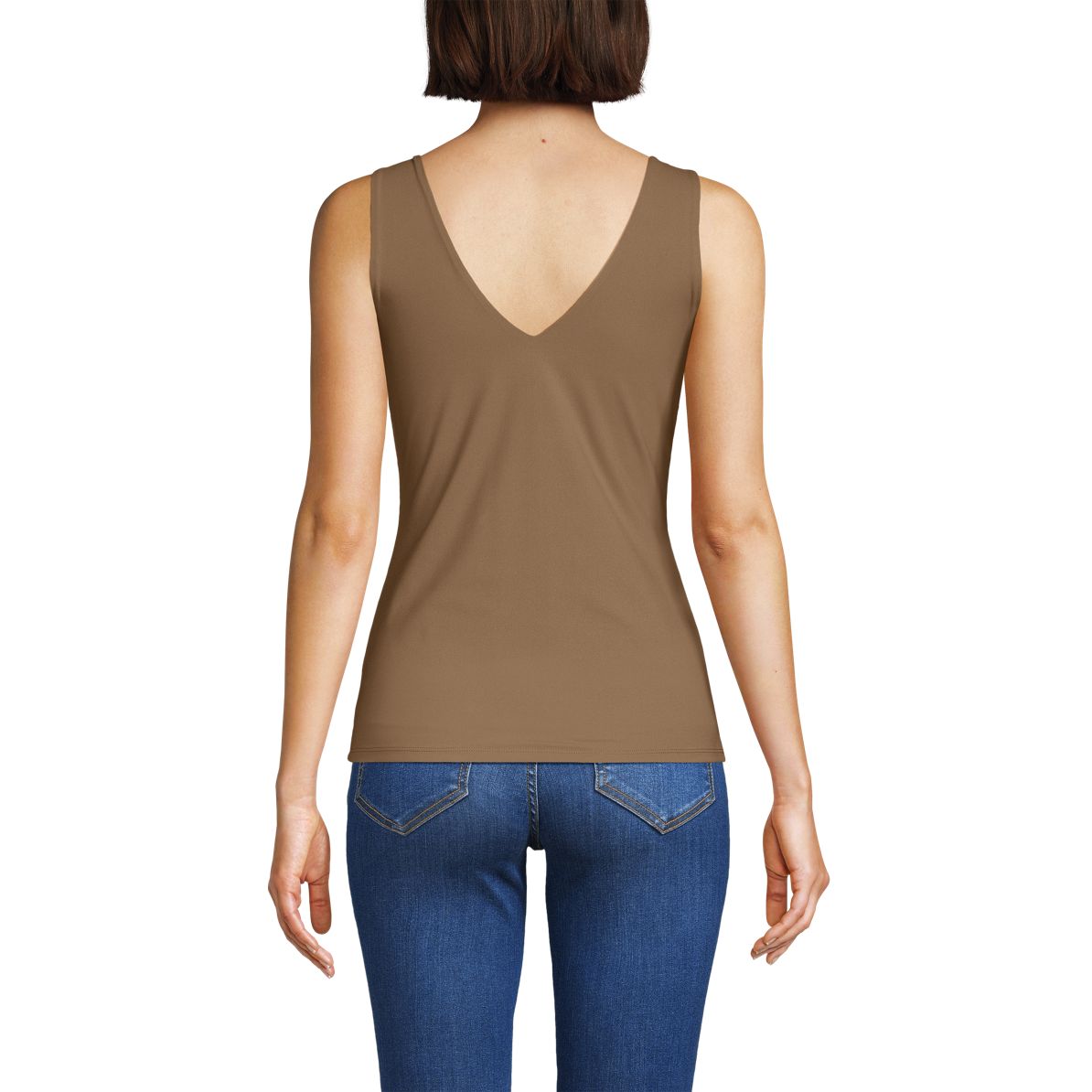 Women's Tugless Double Layer Lace V-Neck Tank Top