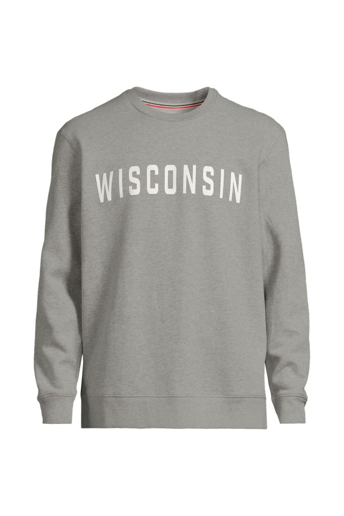 Lands' End Men's Long Sleeve Serious Sweats Graphic Crew Sweatshirt In Gray