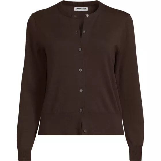 Women's Plus Size Fine Gauge Cotton Crew Cardigan Sweater - primary