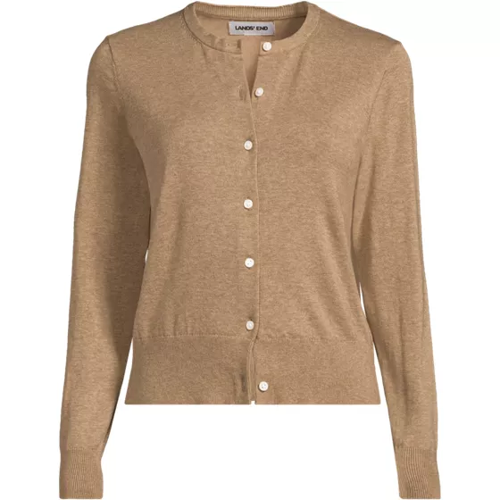 Women's Fine Gauge Cotton Crew Cardigan Sweater - primary