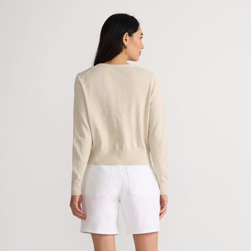 Women's Fine Gauge Cotton Crew Cardigan Sweater, Back