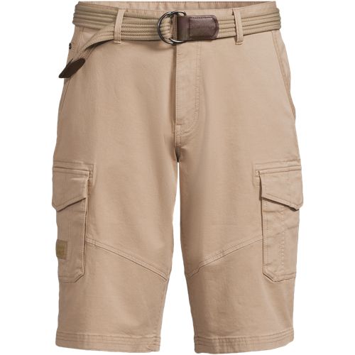 Belted Cargo Shorts, Men, size: 32, regular, Ivory, Cotton-blend, by Lands’ End