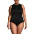 Women's Plus Size High Neck Zip Front Tankini Top, Front