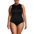 Women's Plus Size High Neck Zip Front Tankini Top, Front
