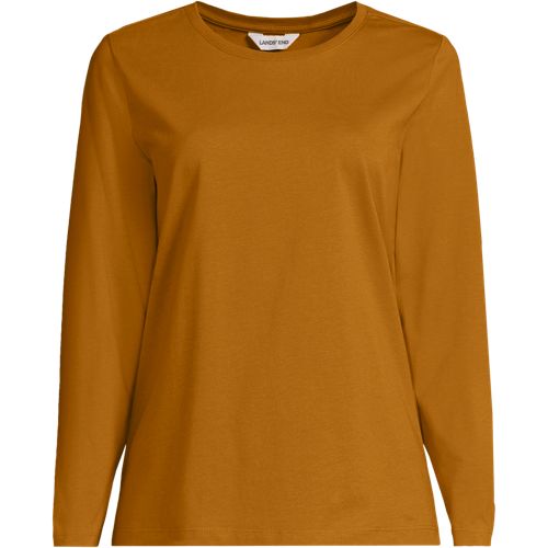 Long Sleeve Supima Cotton Crew Neck Top, Women, size: XS, regular, Yellow, by Lands' End