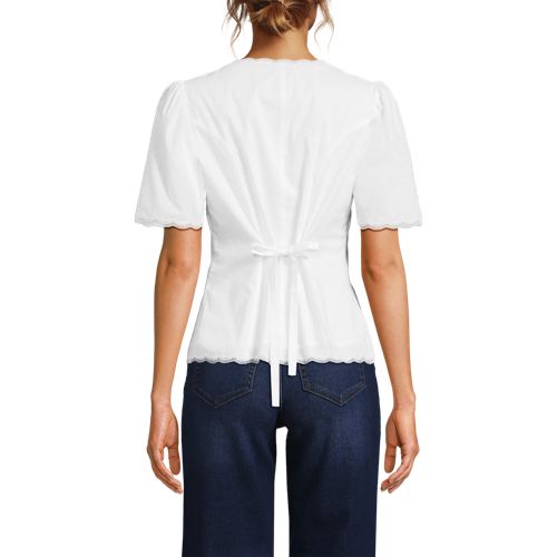 Women's Cotton Lace Button Front Top, Back