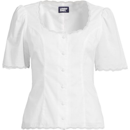 Women's Cotton Lace Button Front Top, Front