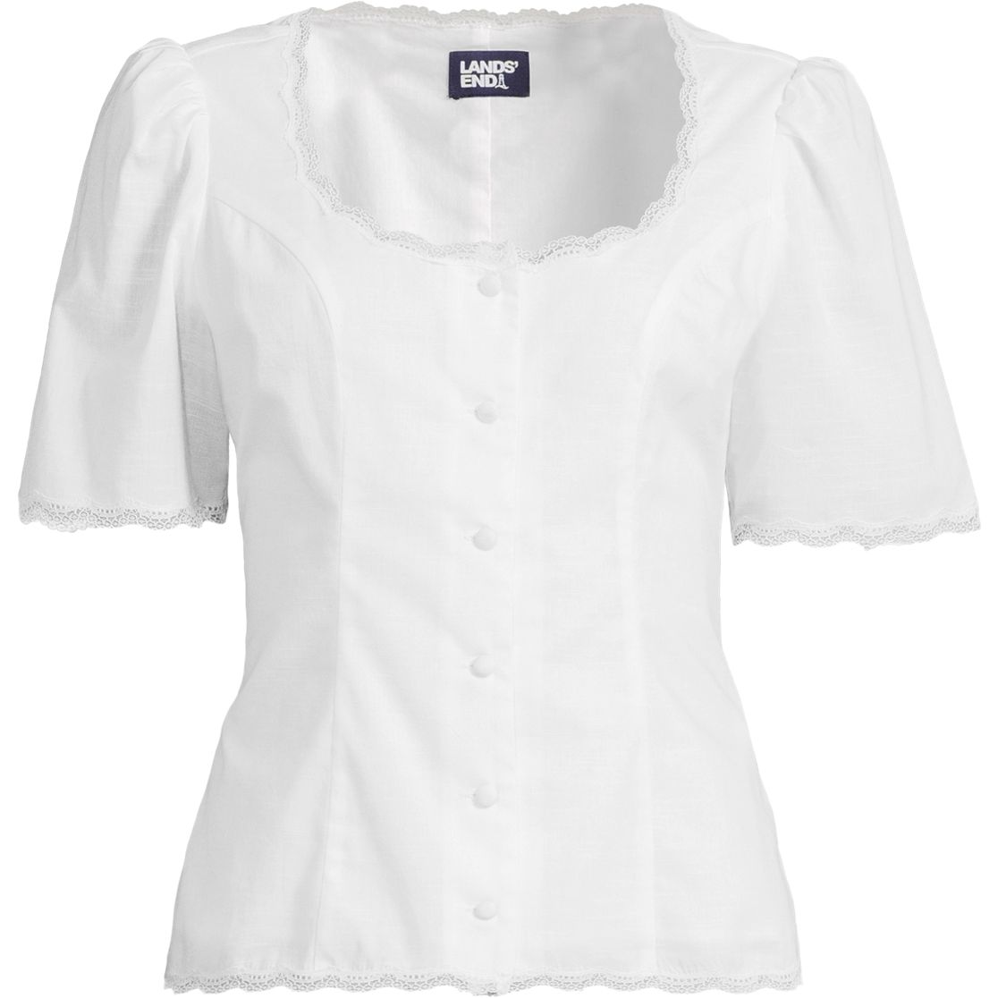 Women's Cotton Lace Button Front Top