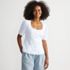 Women's Cotton Lace Button Front Top, Front