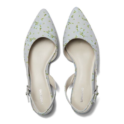 Women's Floral Linen Slingback Low Heels - image 2