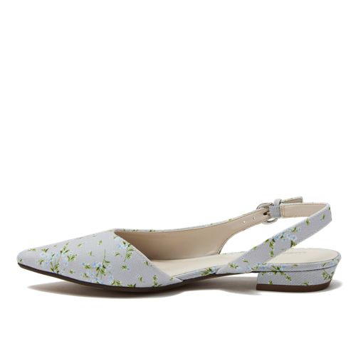Women's Floral Linen Slingback Low Heels - image 3
