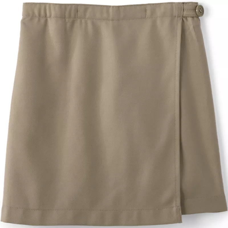 Girls Solid A Line Tab Skort Top of Knee, Front