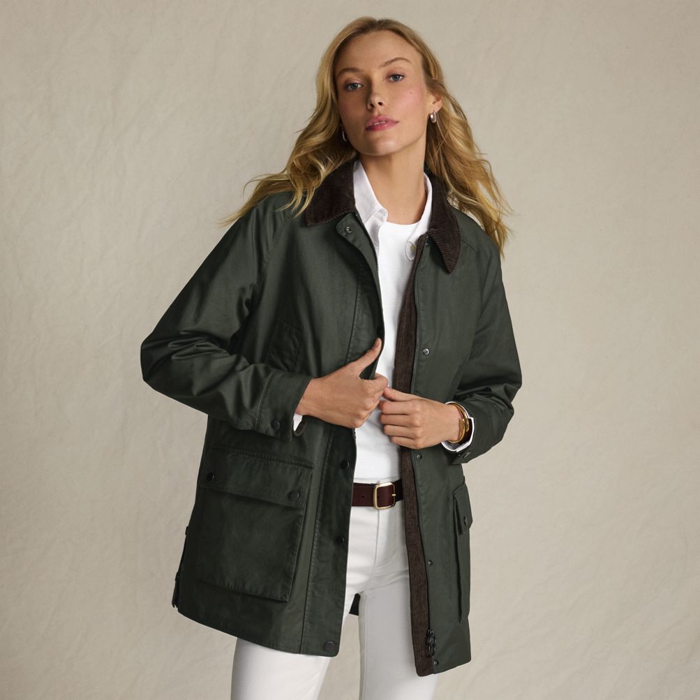 Flannel Lined Waxed Canvas Barn Coat Women's Waxed Cotton Barn