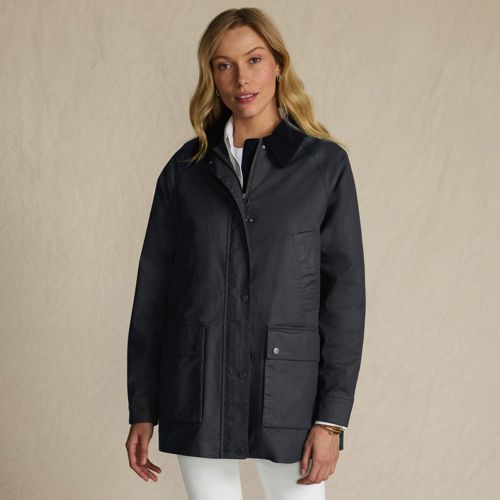  Lands' End Lange Wachsjacke Aus Baumwolle, Damen, Größe:32-34 Regular, Blau, Baumwoll-mischung/polyester-mischung, By Lands' End 