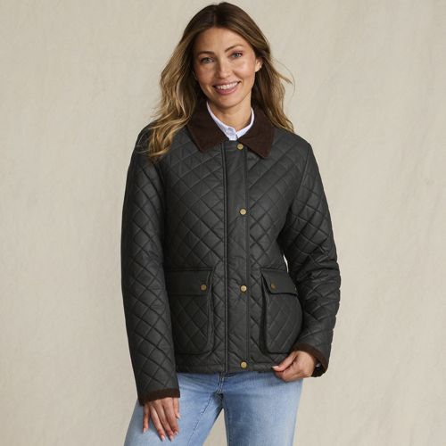  Lands' End Gesteppte Wachsjacke Aus Baumwolle, Damen, Größe:32-34 Regular, Grün, Baumwoll-mischung/polyester-mischung, By Lands' End 