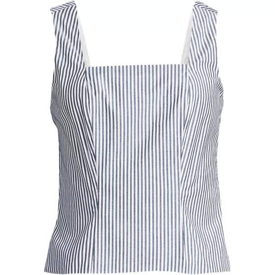 Women's Plus Size Poplin Princess Seam Square Neck Sleeveless Top - primary