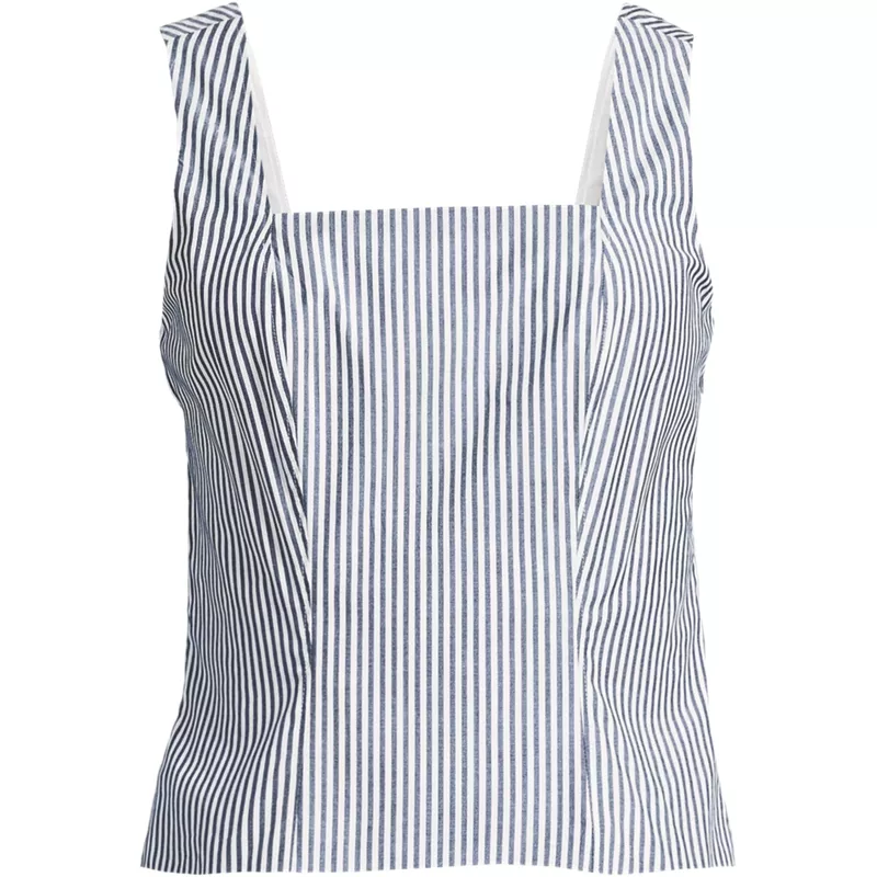 Women's Plus Size Poplin Princess Seam Square Neck Sleeveless Top, Front