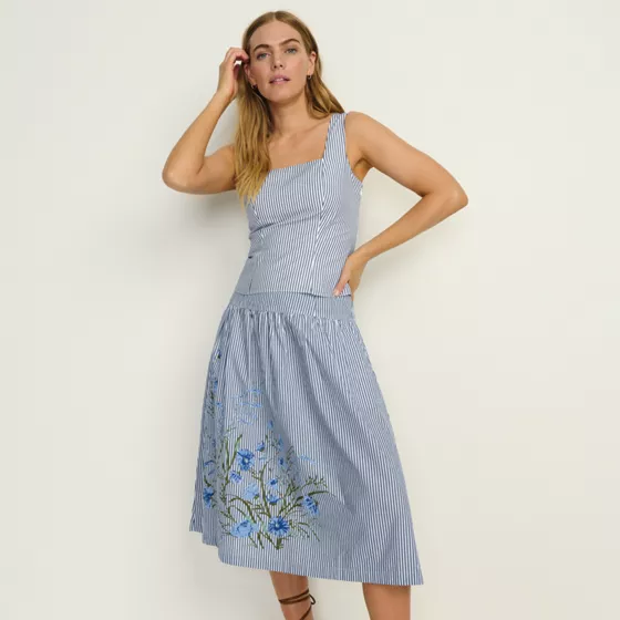 Women's Poplin Princess Seam Square Neck Sleeveless Top - primary