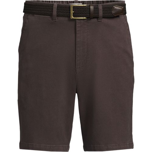 Belted Textured Chino Shorts, Slim Fit, Men, size: 33, regular, Brown, Cotton/Lyocell/Cotton-blend, by Lands' End