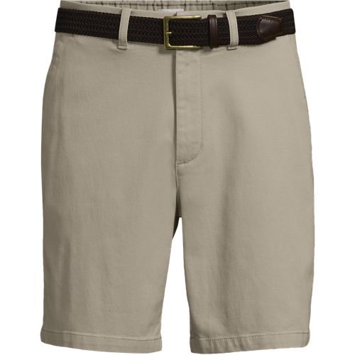Belted Textured Chino Shorts, Slim Fit, Men, size: 33, regular, Ivory, Cotton/Lyocell/Cotton-blend, by Lands' End