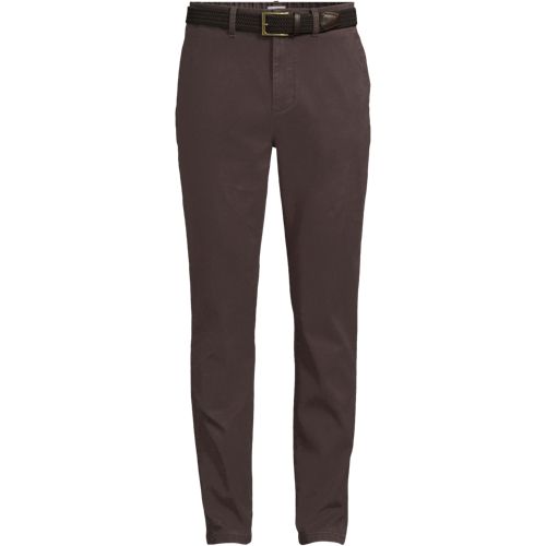 Belted Textured Chinos, Straight Fit, Men, size: 33, regular, Brown, Cotton/Lyocell/Cotton-blend, by Lands' End