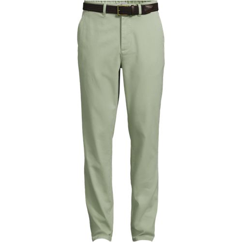 Belted Textured Chinos, Straight Fit, Men, size: 33, regular, Green, Cotton/Lyocell/Cotton-blend, by Lands' End