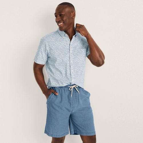 Pull-On Casual Shorts, Men, size: S, regular, Blue, Cotton, by Lands' End