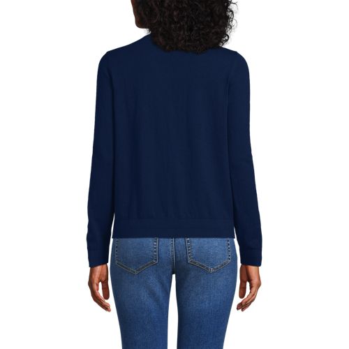  Lands' End Cardigan Aus Baumwolle/seidenmix, Damen, Größe:36-38 Regular, Blau, Baumwolle/seide/nylon, By Lands' End 
