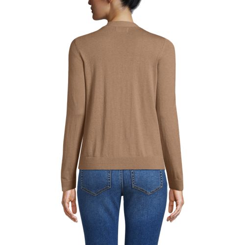  Lands' End Cardigan Aus Baumwolle/seidenmix, Damen, Größe:44-46 Regular, Braun, Baumwolle/seide/nylon, By Lands' End 