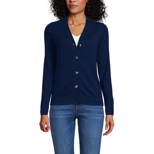  Lands' End Cardigan Aus Baumwolle/seidenmix, Damen, Größe:36-38 Regular, Blau, Baumwolle/seide/nylon, By Lands' End 