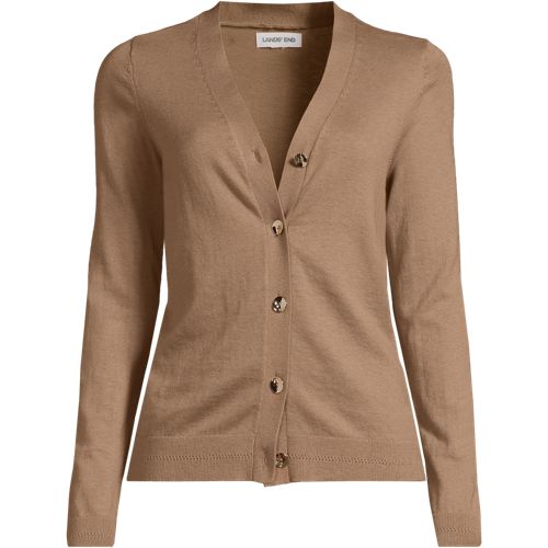  Lands' End Cardigan Aus Baumwolle/seidenmix, Damen, Größe:44-46 Regular, Braun, Baumwolle/seide/nylon, By Lands' End 