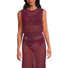 Women's Cotton Viscose Open Knit Sleeveless Scoop Neck Top Cover Up