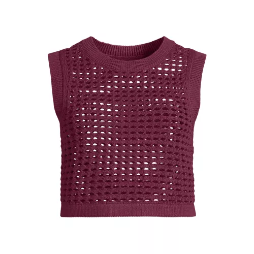 Women's Cotton Viscose Open Knit Sleeveless Scoop Neck Top Cover Up, Front