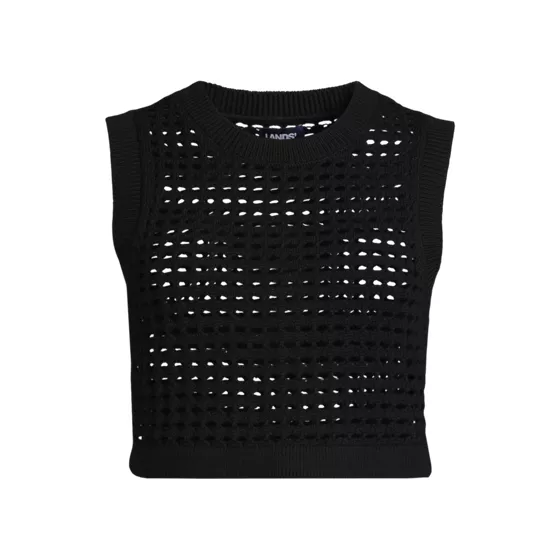 Women's Cotton Viscose Open Knit Sleeveless Scoop Neck Top Cover Up - primary