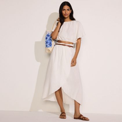 Women's Cotton Gauze Maxi Swim Cover-up Skirt - primary